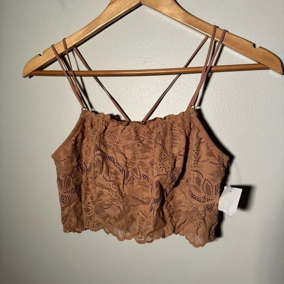 NWT AERIE TAN LACE  BRALETTE M - Picture 2 of 4
